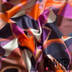 Voile de coton satiné grand imprimé floral abstrait flashy multicolore vif