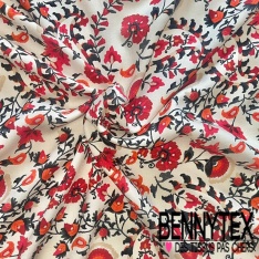 Fibranne twill viscose imprimé digital cachemire noir blanc