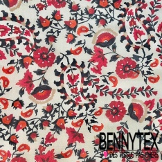 Fibranne twill viscose imprimé digital cachemire noir blanc