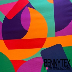 Fibranne twill viscose imprimé digital floral cachemire noir rouge fond crème