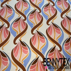 Fibranne viscose imprimé digital floral fond bleu de l'Orient