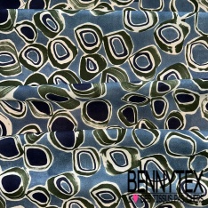 Fibranne twill viscose imprimé digital floral cachemire noir rouge fond crème