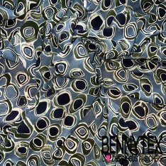 Fibranne twill viscose imprimé digital floral cachemire noir rouge fond crème