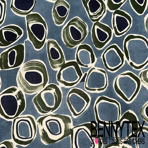 Fibranne twill viscose imprimé digital floral cachemire noir rouge fond crème