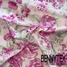 Coton style Liberty imprimé Petite Fleur Cachemire ton Rouge Bleu fond Blanc