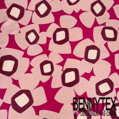 Satin viscose fin imprimé digital floral cachemire fond pétrole profond