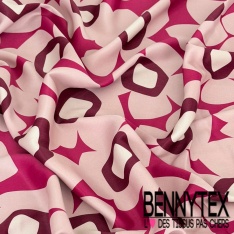 Satin viscose fin imprimé digital floral cachemire fond pétrole profond