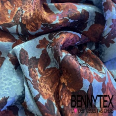 Fibranne viscose satinée imprimé digital pois blanc discret fond jacquard pois ton sur ton bleu nuit