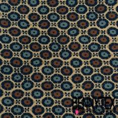 Satin viscose imprimé digital géométrique sable mouillé noir blanc cassé