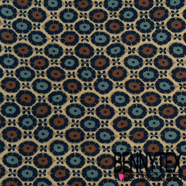 Satin viscose imprimé digital géométrique sable mouillé noir blanc cassé