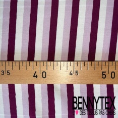 Satin viscose imprimé digital rayure verticale marine bleu charron blanc cassé