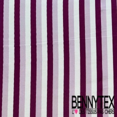 Satin viscose imprimé digital rayure verticale marine bleu charron blanc cassé