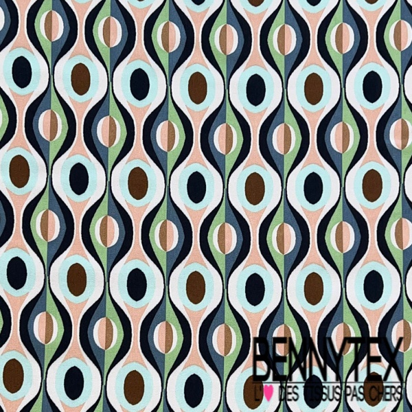 Fibranne viscose imprimé digital géométrique seventie's