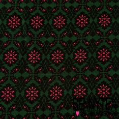 Satin viscose imprimé digital tie and die noir vert d'eau blanc discret