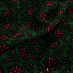 Satin viscose imprimé digital tie and die noir vert d'eau blanc discret