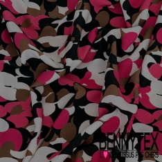 Twill polyester élasthanne mat imprimé seventie's rétro multilcolore pop