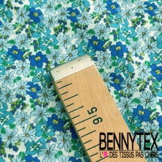 Coton double gaze imprimé digital eucalyptus fond blanc optique