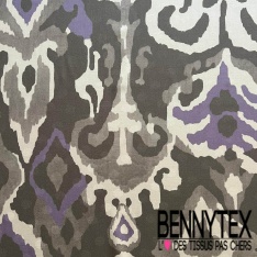 Fibranne viscose imprimé digital floral champêtre fine rayure verticale lurex argent fond bleu nuit