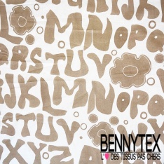 Voile coton imprimé floral champêtre pastel fond crème