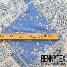 Voile coton élasthanne imprimé lettre beige fond blanc discret