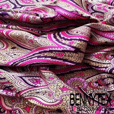 Fibranne viscose imprimé géométrique noir blanc cassé rayure lurex or argent verticale