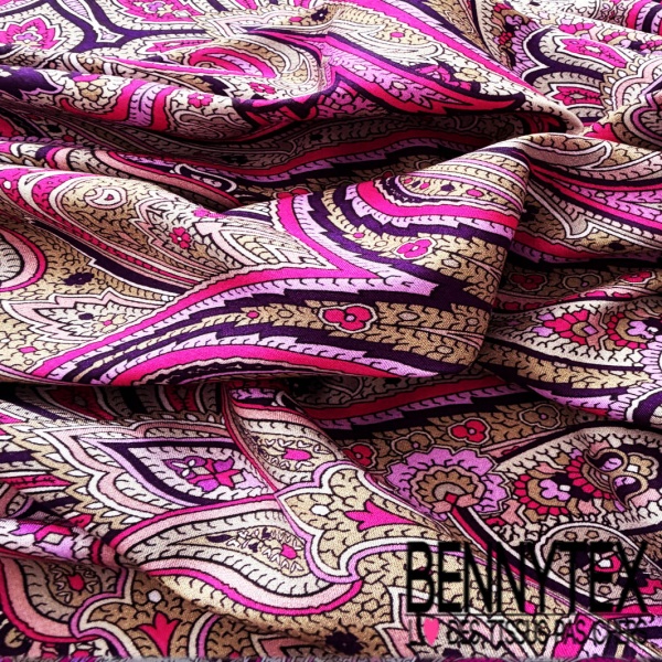 Fibranne viscose imprimé cachemire multicolore