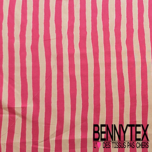 Popeline coton élasthanne digital floral champêtre fond crème