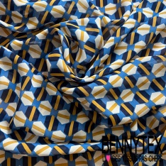 Mousseline viscose imprimé digital gros pois blanc cassé fond noir