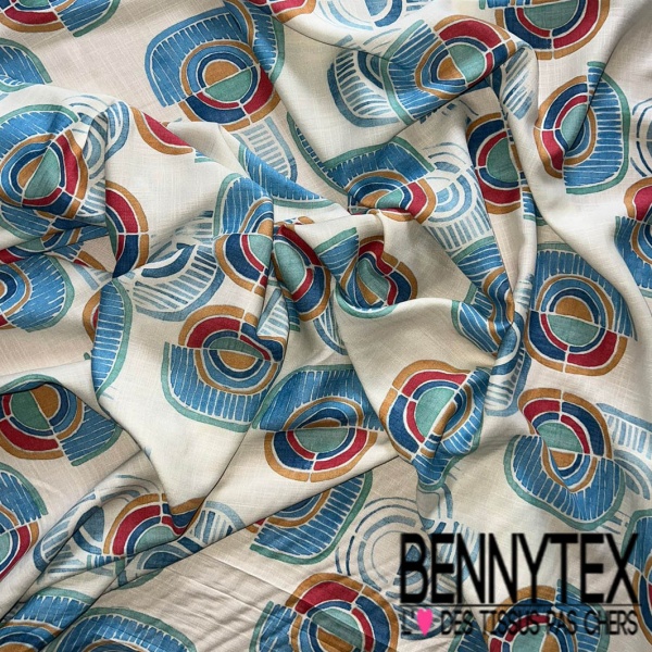 Fibranne viscose imprimé cachemire multicolore