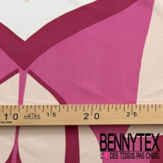 Mousseline viscose imprimé géométrique seventie's ocre bleu blanc cassé marine