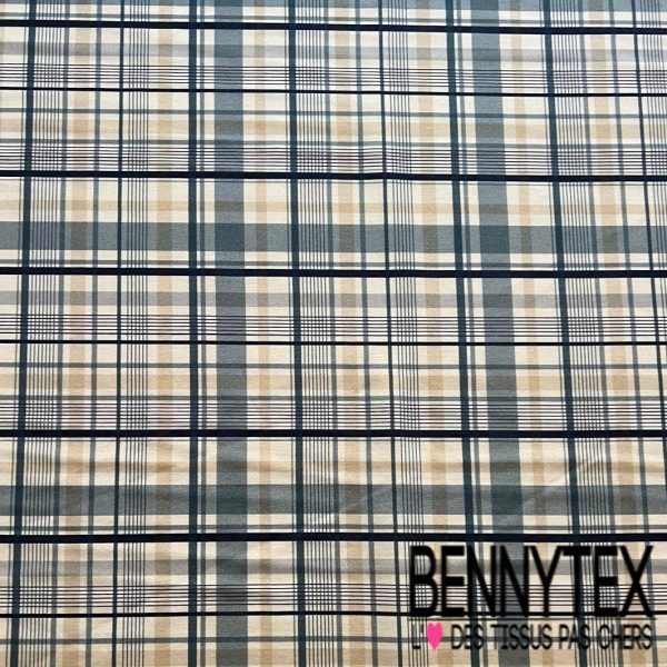 Voile soie coton imprimé abstrait strié baroque fond kaki foncé