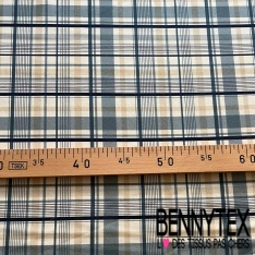 Voile soie coton imprimé abstrait strié baroque fond kaki foncé