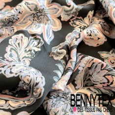 Fibranne viscose imprimé léopard stylisé noir fond tabac