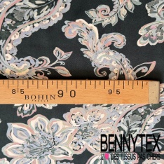 Fibranne viscose imprimé léopard stylisé noir fond tabac