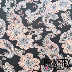 Fibranne viscose imprimé léopard stylisé noir fond tabac