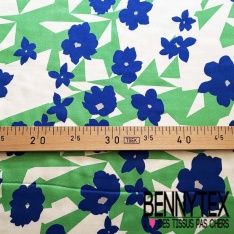 Satin viscose imprimé digital tie and die noir vert d'eau blanc discret