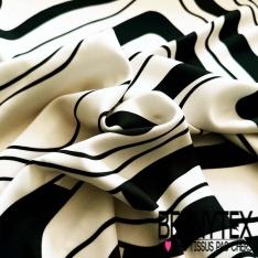 Fibranne viscose imprimé floral cachemire pastel fond noir charbon