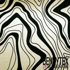 Fibranne viscose imprimé floral cachemire pastel fond noir charbon