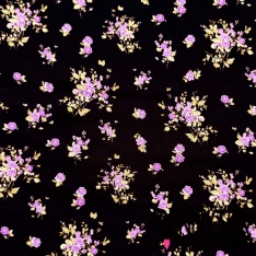 Crêpe viscose motif abstrait multicolore fond bleu nuit