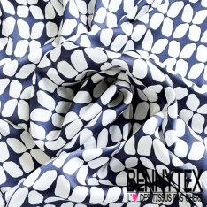 Satinette polyester motif panneau nature tropicale fond rouge