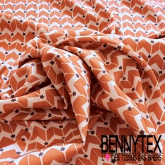 Fibranne viscose imprimé sinusoïde noir fond écru