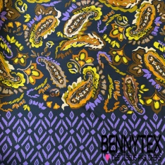 Fibranne viscose imprimé géométrique corail fond rose saumon pastel