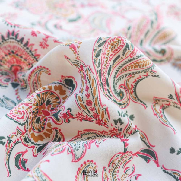 voile de coton souple imprimé cachemire