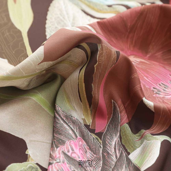 satin polyester haute couture fond brun