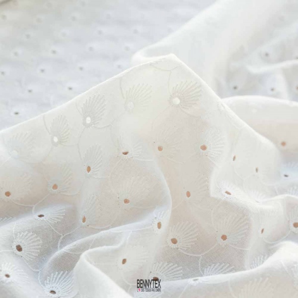 voile broderie anglaise petite feuille mignone