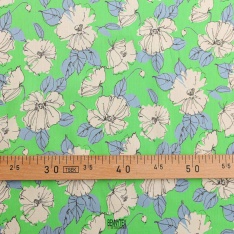 coton swiss satinée souple vert fluo fleurs moyenne