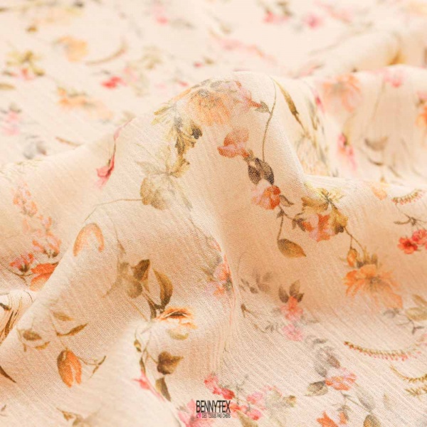 simple gaze voile de coton petite fleurs fond nude