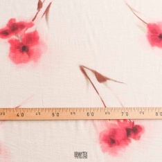 voile viscose polyamide fleurs rouge