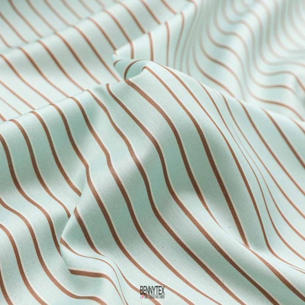 satinette coton balzouc vert ocean rayure camel