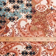 lin coton imprimé fleurs cachemire fond beige